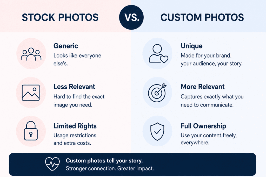 Visual Trust: Medical Stock Photos vs. Custom Photography Pros and Cons 1 Medical Stock Photos vs. Custom